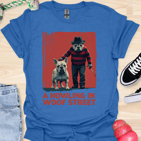 A Howling at Woof Street - Halloween - V1 - Frenchie and Bulldog T-Shirt